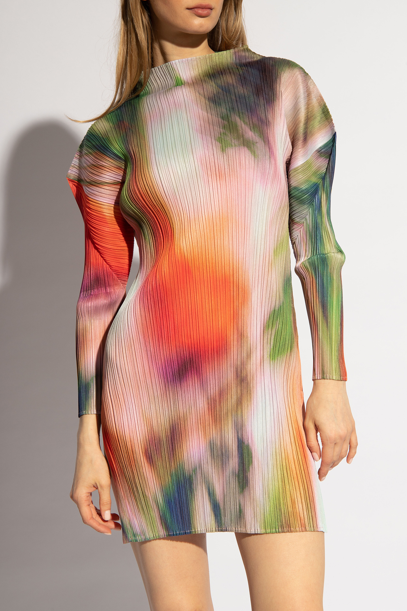 Multicolour Dress with standing collar Pleats Please Issey